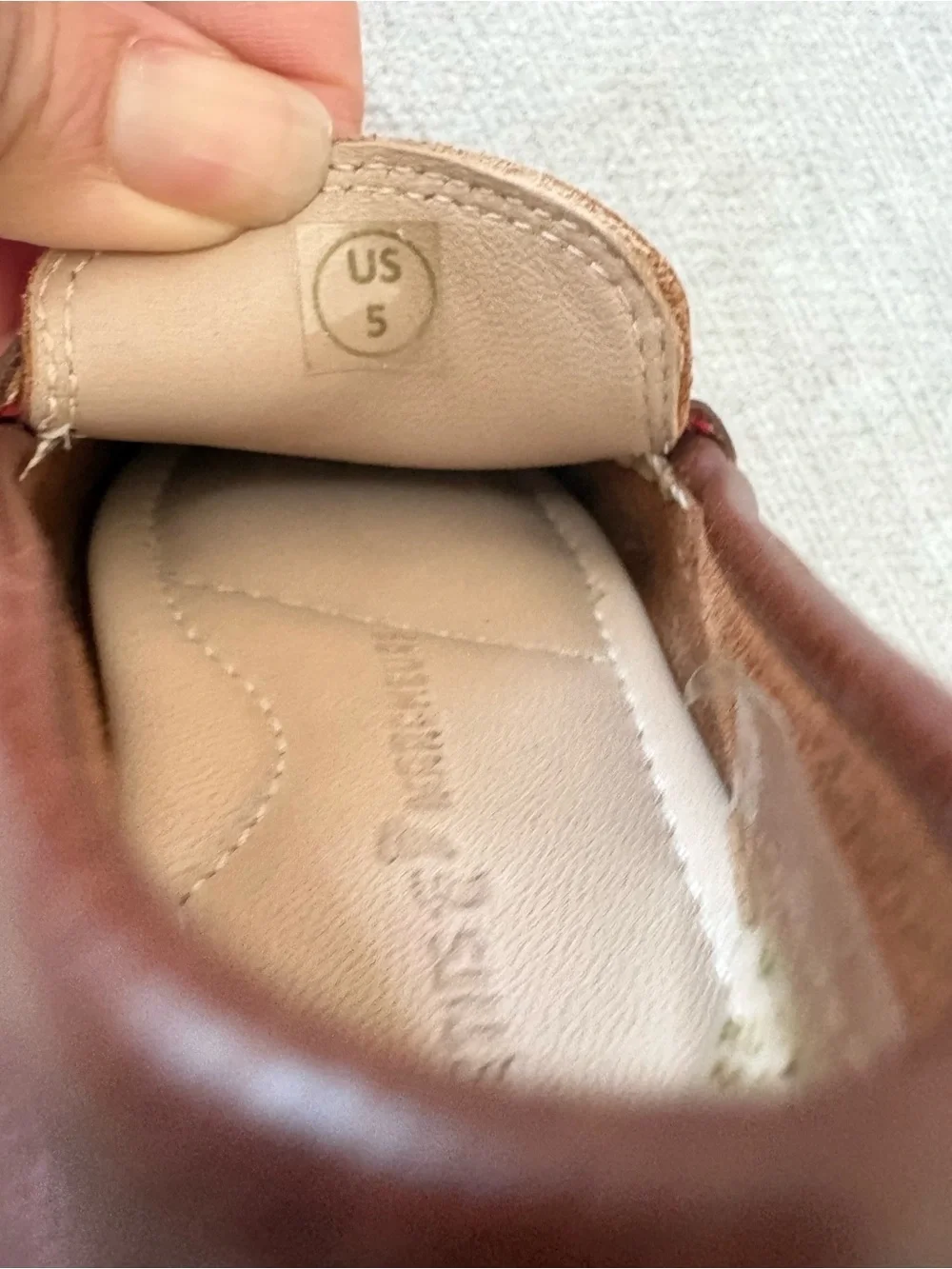 Petit elephantito leather baby boy striped ribbon loafer brown red US 5 EU20